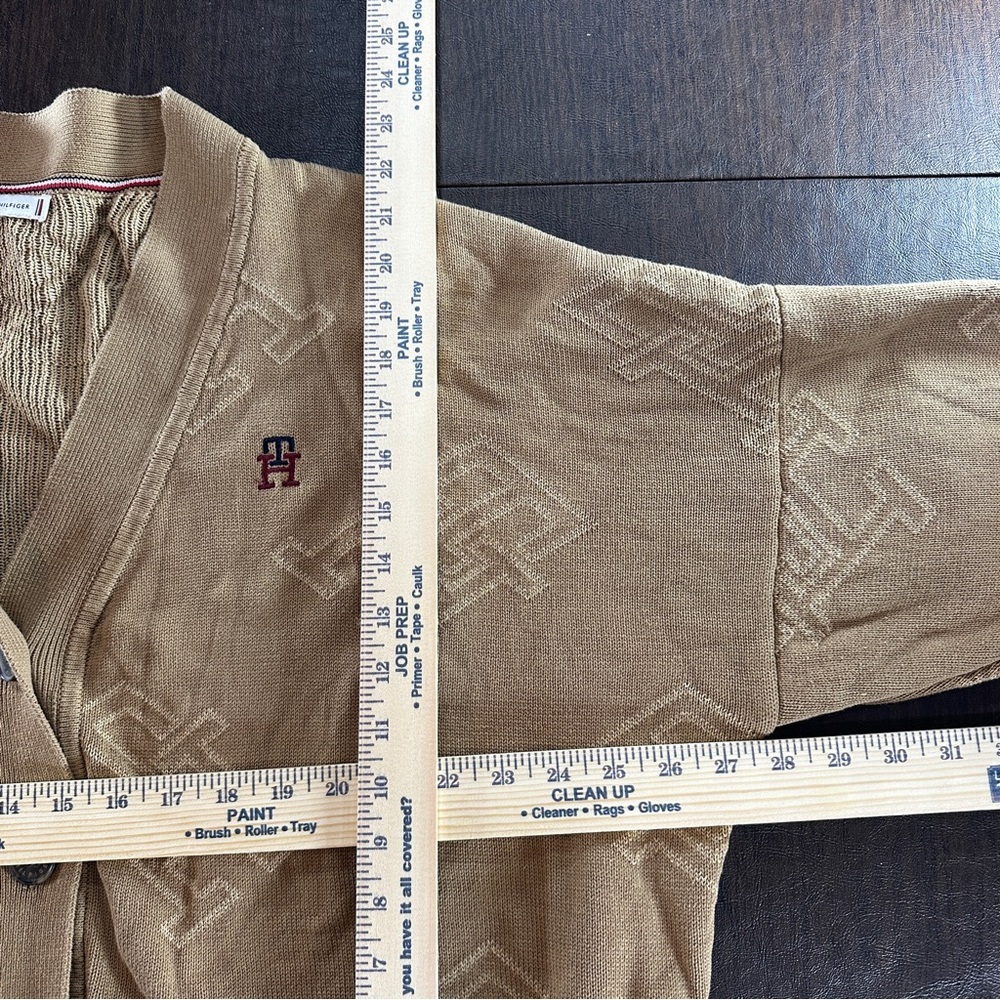 Tommy Hilfiger Monogramed Relaxed Fit Beige Knit Cardigan Sz 3X - Picture 6 of 15